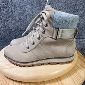 Sorel Harlow Conquest Urban Hiker Boots Womens Size 9 Waterproof Leather Tan